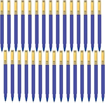 Aozora Aesthetic Pens Ballpoint Super Smooth Writing Pens Bulk 30 pack Medium Point 1.0mm No Bleed Pen with Gold Clip Blue Ink