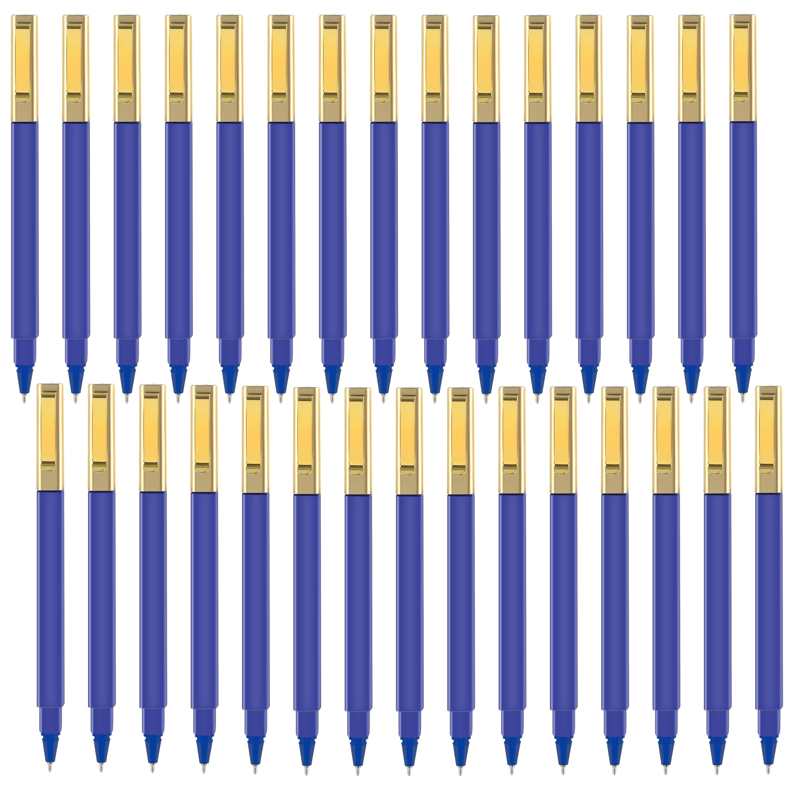 Aozora Bolígrafos estéticos súper suaves para escritura, paquete de 30 unidades, punta media de 1,0 mm, sin sangrado, con clip dorado, tinta azul