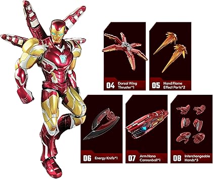 BLOKEES - Champion Class Marvel Infinity Saga - Iron Man - 149-Piece Articulated Model Kit - Assembly Required - No Tools - No Cutting - No Glue - No Paint - Age 14+