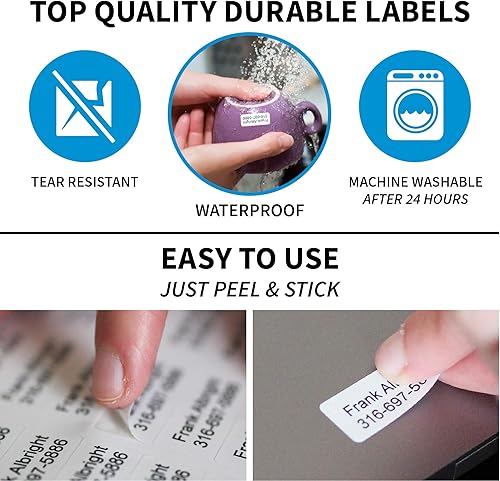 Miniatura 3 de 120 etiquetas de nombre impermeables personalizadas, autoadhesivas, para ropa, escuela, campamento, enfermería, juguetes, para todos los usos, para