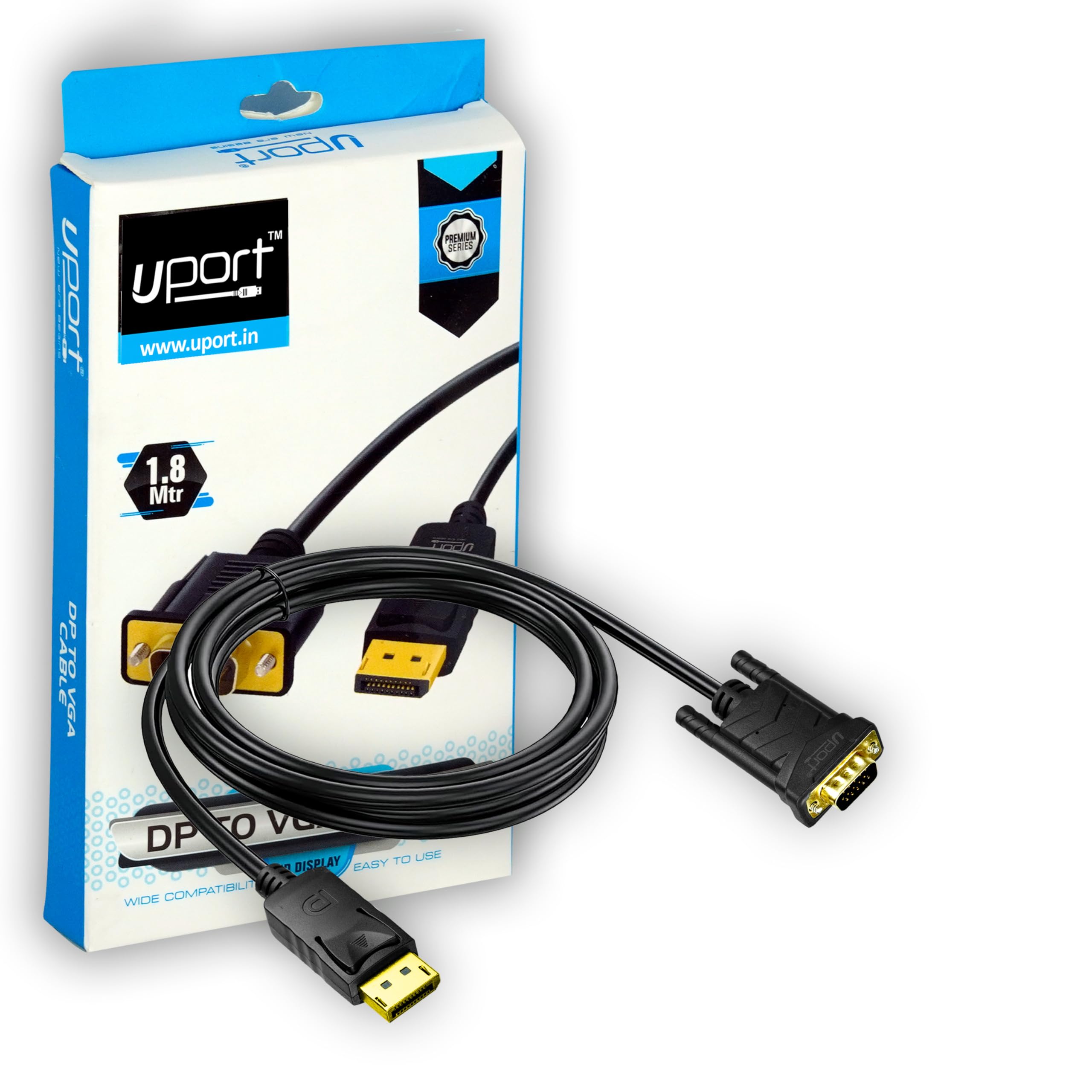 UPORT 1.8 M DisplayPort to VGA Cable, DP to VGA Adapter Cord Male to Male HD Video 1080P for Computer, Monitor, TV, Projector, PC, HDTV, Desktop, Laptop – Black (1 Pack) (B0C493R88R) Amazon Price History, Amazon Price Tracker