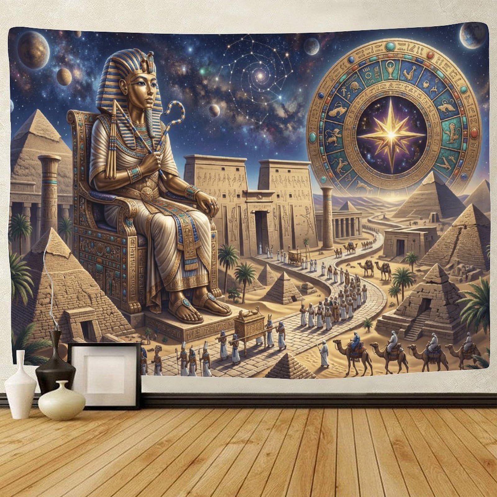 GPMNBCXZK Egyptian Pharaoh 3D Printed Zodiac Home Art Living Room Wall Decor Bedroom Wall Tapestry 70cmx100cm