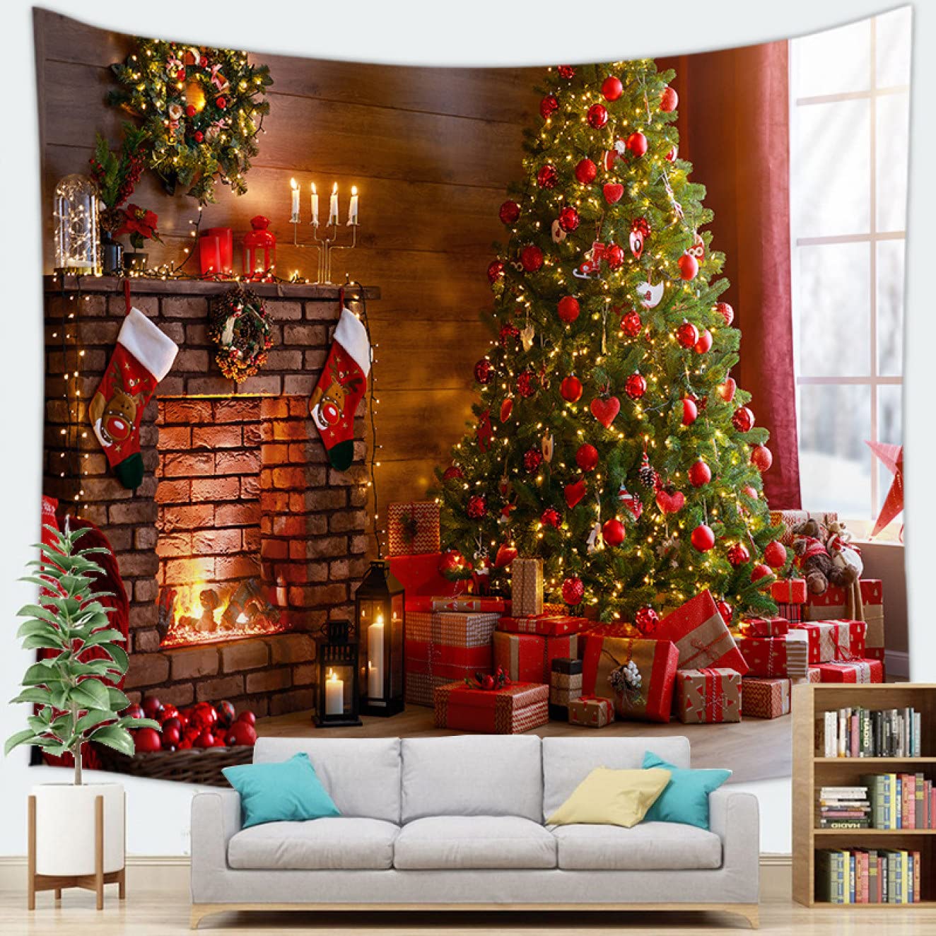 Amazon.co.jp: [dhiuebc] クリスマス飾り タペストリー カラー