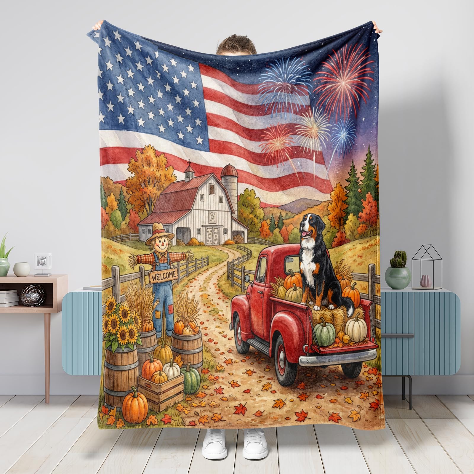 Couverture automne Bouvier Bernois pour soirée cocooning au salon