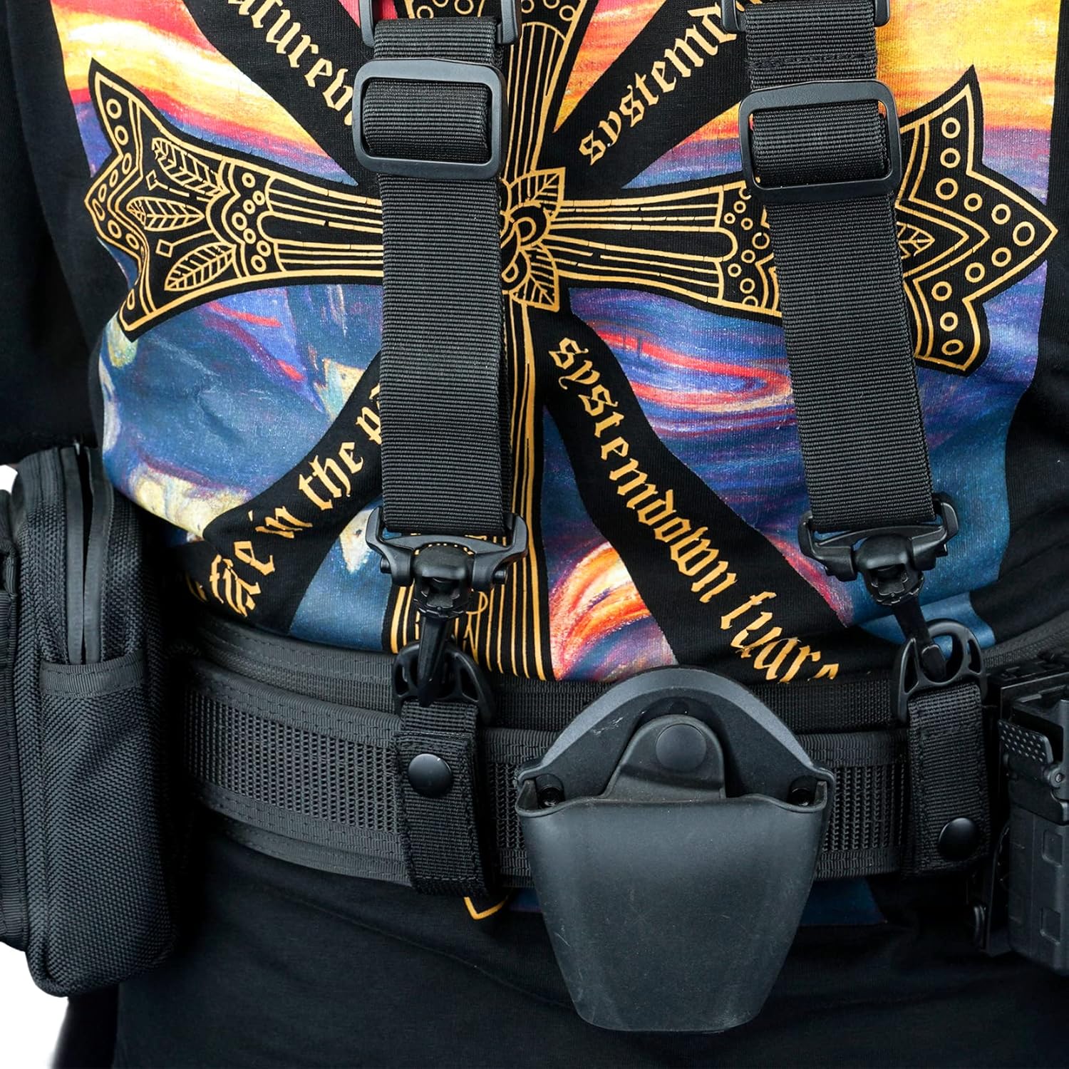 MELOTOUGH 1 PCS Tactical Duty Belt Suspenders Poice Duty Belt Suspenders for Law Enfprcement Suspenders + 4 PACK Duty Belt Keeper Snaps Belt Keeper