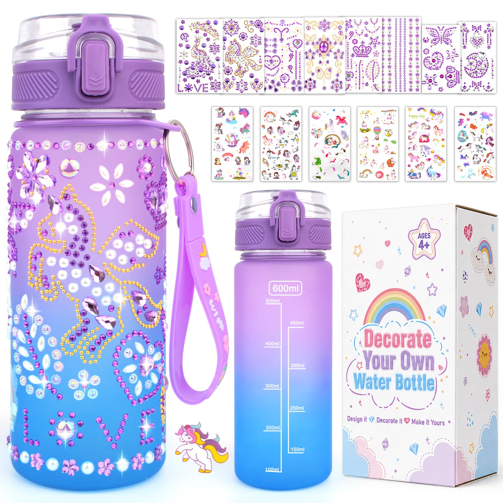 Decorate Your Own Water Bottle Gifts for Girls 5 6 7 8 9 10 11+ Years Old