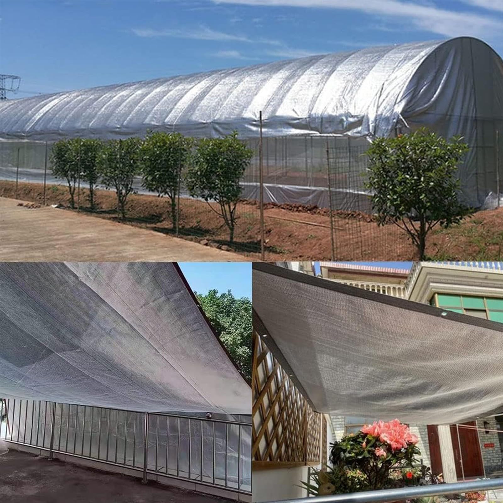 Odblaskowa aluminiowa osłona przeciwsłoneczna z 99% ochroną przed promieniowaniem UV, do użytku na zewnątrz, oddychająca, przepuszczająca powietrze plandeka siatkowa na kemping, nadaje się do markizy