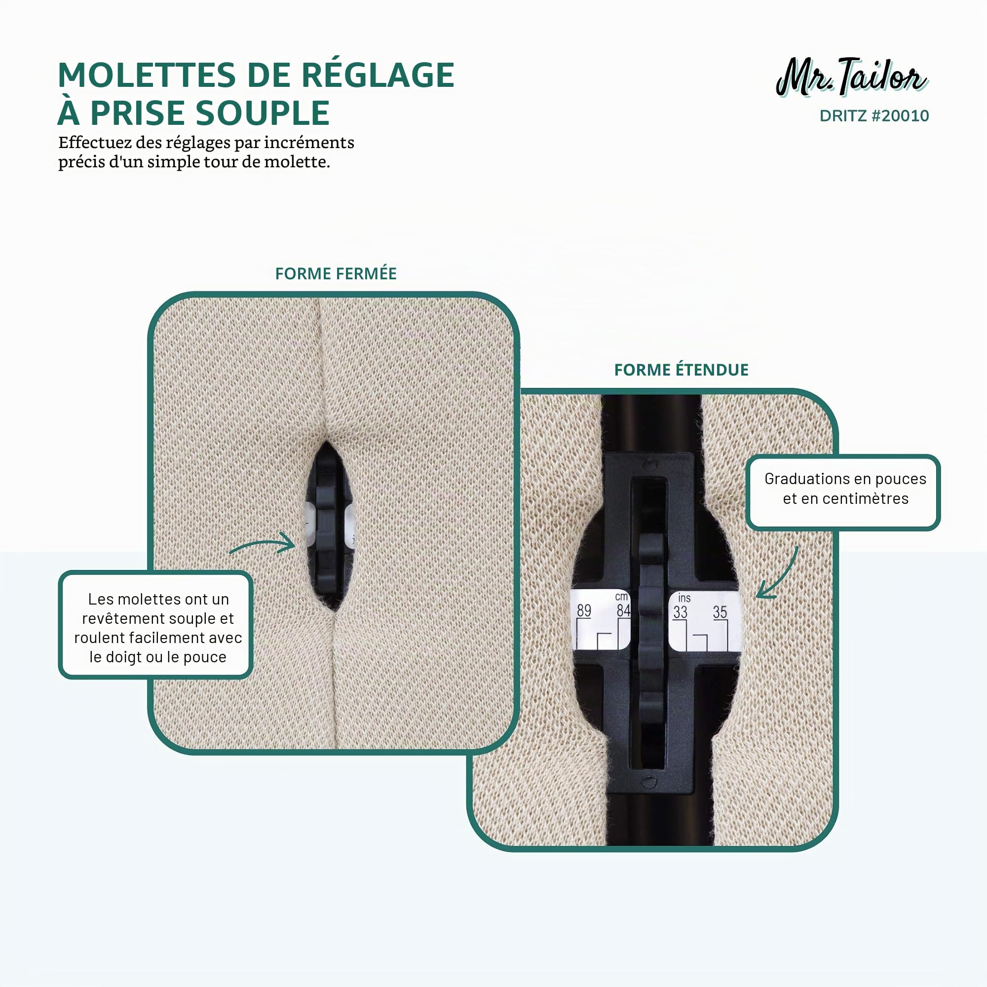 Dritz Mr. Tailor Robe réglable pour Homme Noir
