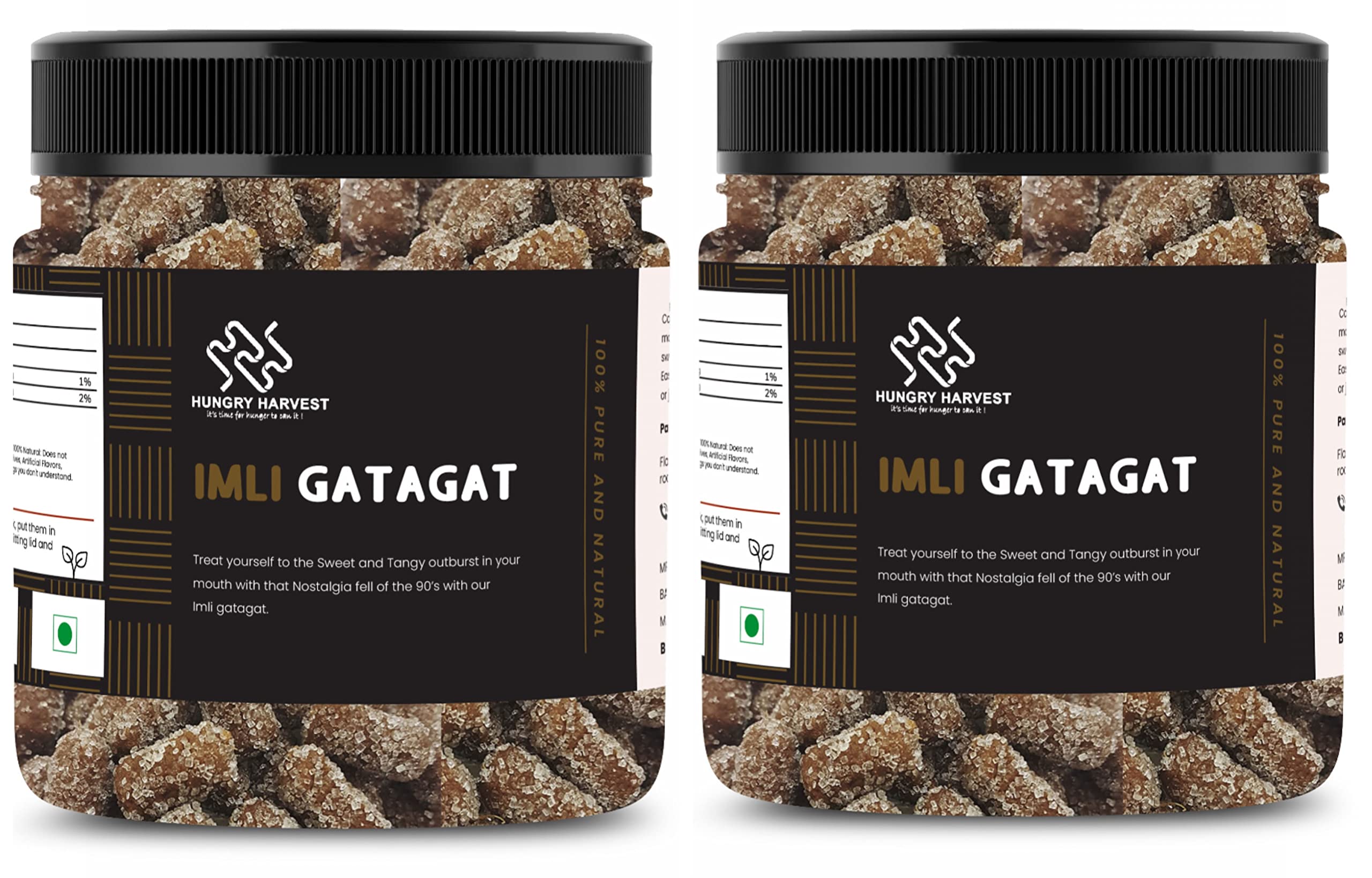Hungry Harvest Imli Gatagat Candy | Tamarind Emly gatagat Candy | Khatta Meetha Chulbuli Imli [Jar Pack] (600 Grams (Pack of 2 of 300 Grams))