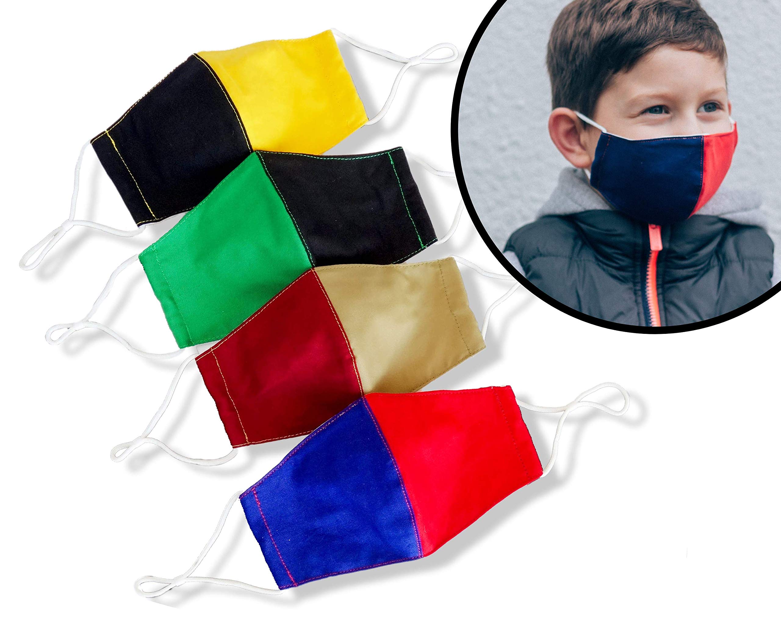 Hope Love Shine Cotton Face Masks w/Adjustable Ear Loops & Filter Pocket - Reusable, Breathable, Washable Cloth Mask - Fabric Masks for Girls & Boy (SUPER HERO - 4 PCS)