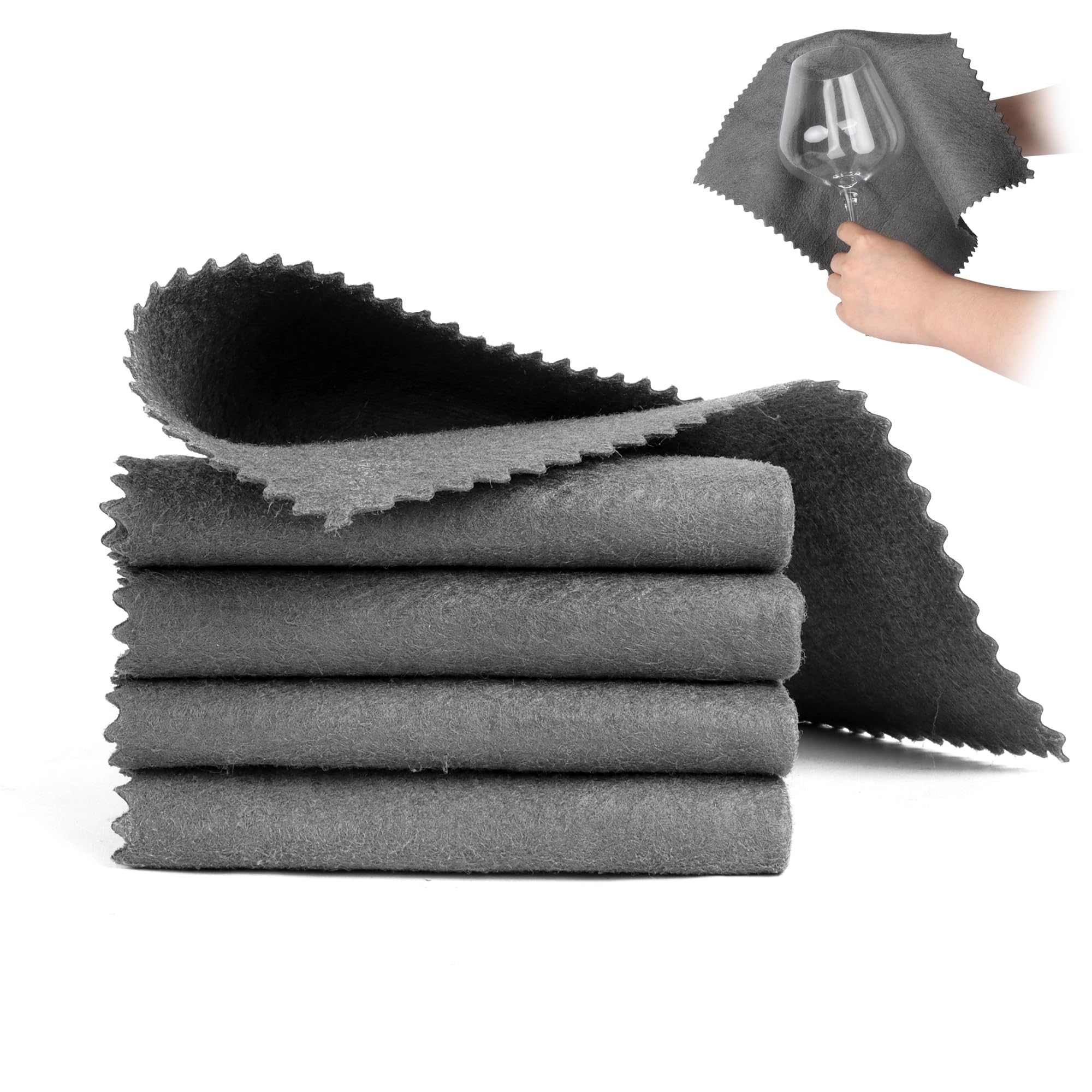Lollanda5PCS Magic Cleaning Cloth, 30 x 30 cm Thickened Microfiber Glass Cleaning Rags, Streak Free Polishing Cloth for Glass Windows Screens Mirrors Kitchen Cleaning