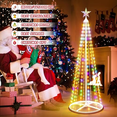 Miniatura 4 de Árbol de Navidad Inteligente LED de 5 Pies - Árbol de Navidad Iluminado para Exteriores e Interiores Decoraciones de Árbol de Navidad Árbol Cónico