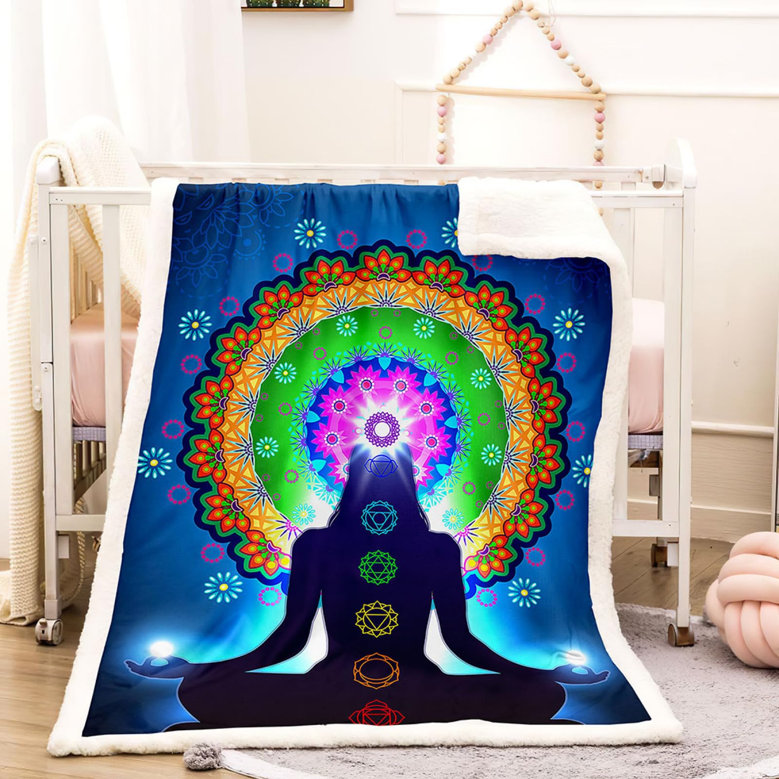 Couverture en flanelle Bouddha bleu 140x200cm en micropolaire douce VACSAX pour canapé