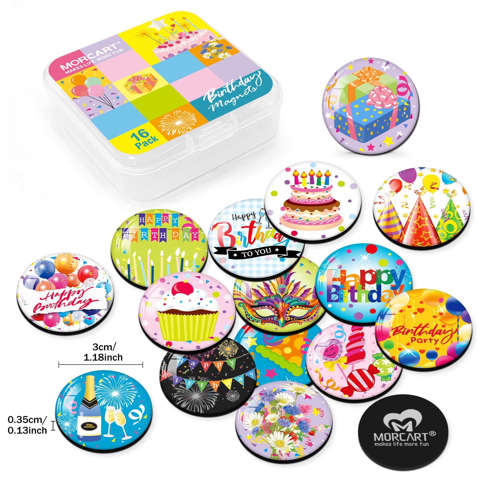 MORCART 30PCS Summer Magnets For Fridge Cute Decoration Magnets Gift For Refrigerator Locker Whiteboard Decorative Magnetic Board Cabinets Classroom Office Cubicle