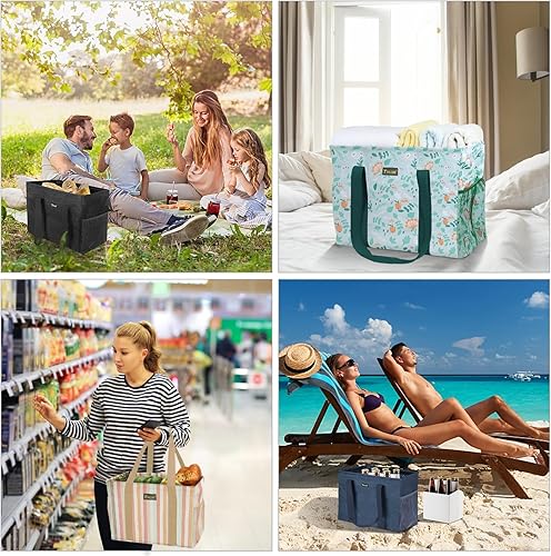 Miniatura 6 de BALEINE Bolsa utilitaria extra grande con marco de alambre para almacenamiento, Gris, 16,5 x 14 x 10 pulg.