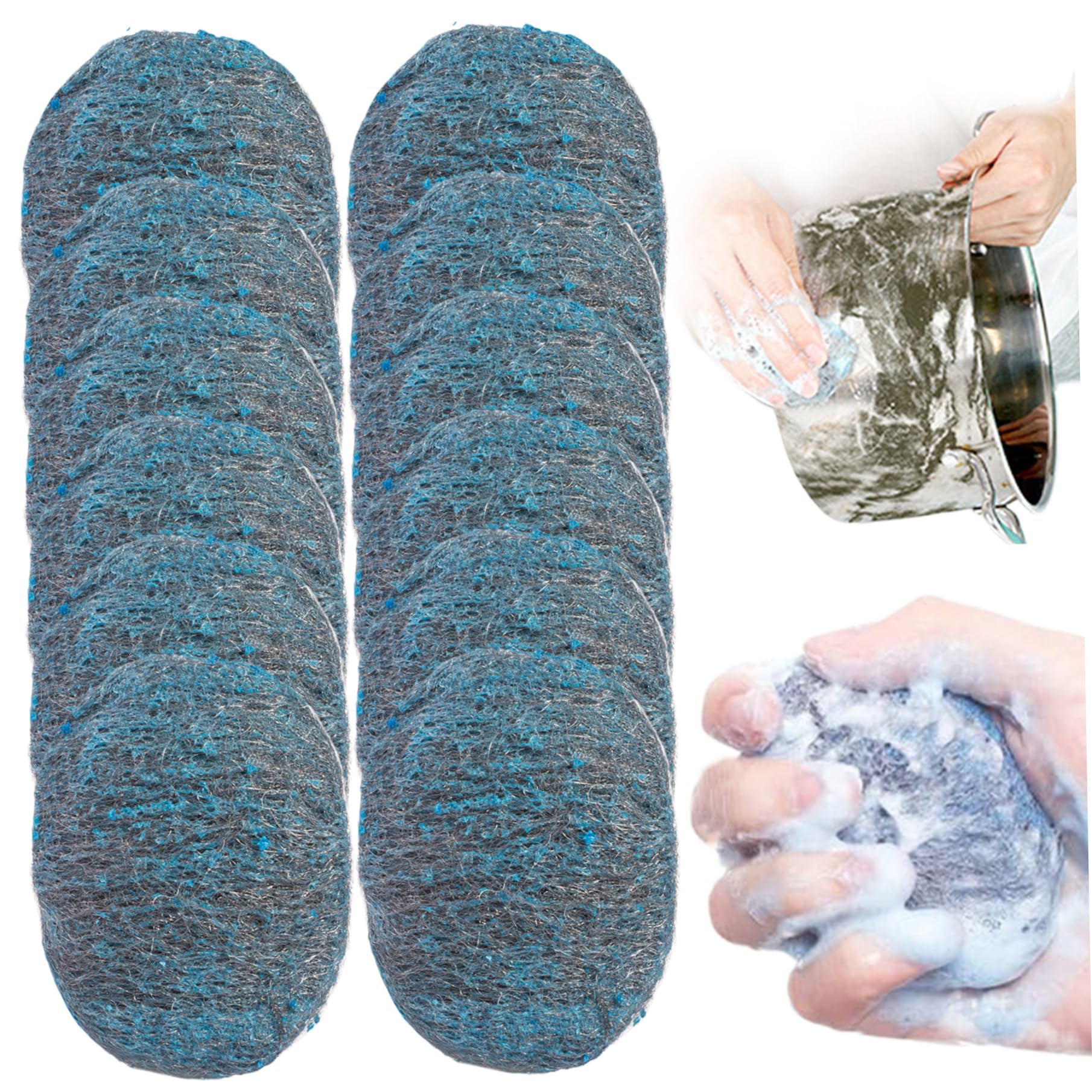Faroby Steel Wool Scrubber Reusable Steel Wool Pads Absorbent Pre-Soaped Scouring Pad for Cleaning, 12PCS