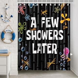 KAIRA Funny Ocean Shower Curtain 72x72 Inch,Cute Bathroom Decor,Black
