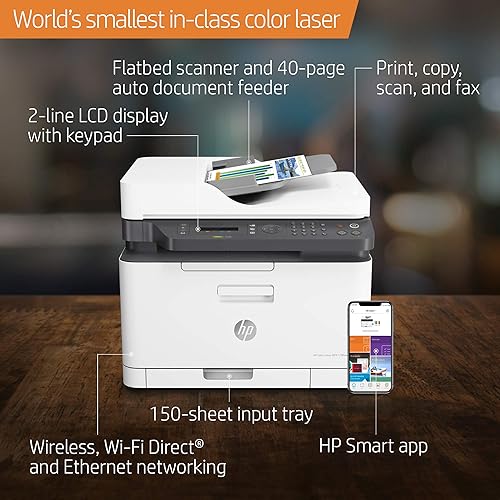 Miniatura 9 de HP Impresora láser inalámbrica Color Laserjet Pro, impresión automática dúplex, pantalla LCD de 2 líneas, tecnología de encendidoapagado automático,
