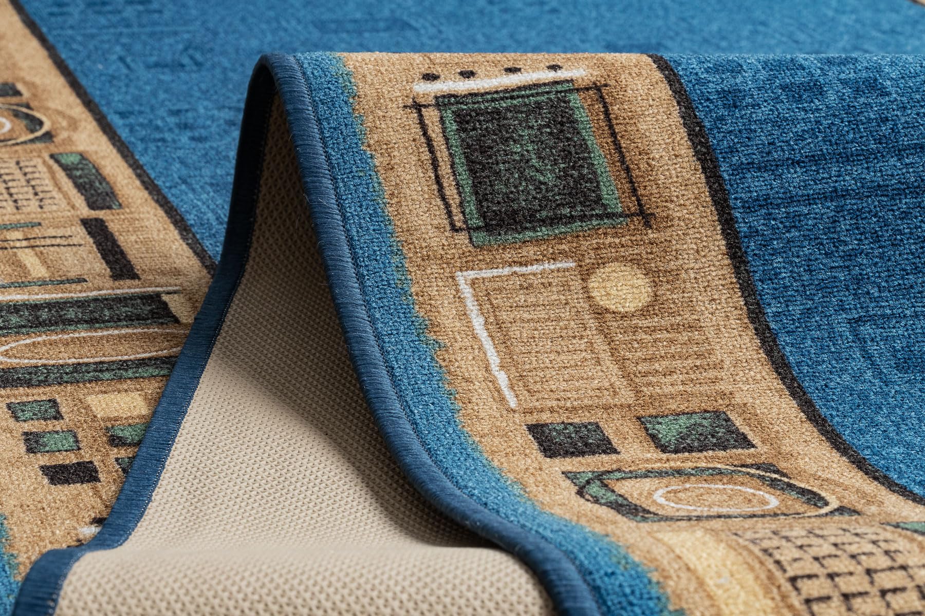 rugsx Passatoia corridoio Jena - Antiscivolo, moderna e resistente, ideale per cucina, soggiorno e ingresso, blu 67x750 cm