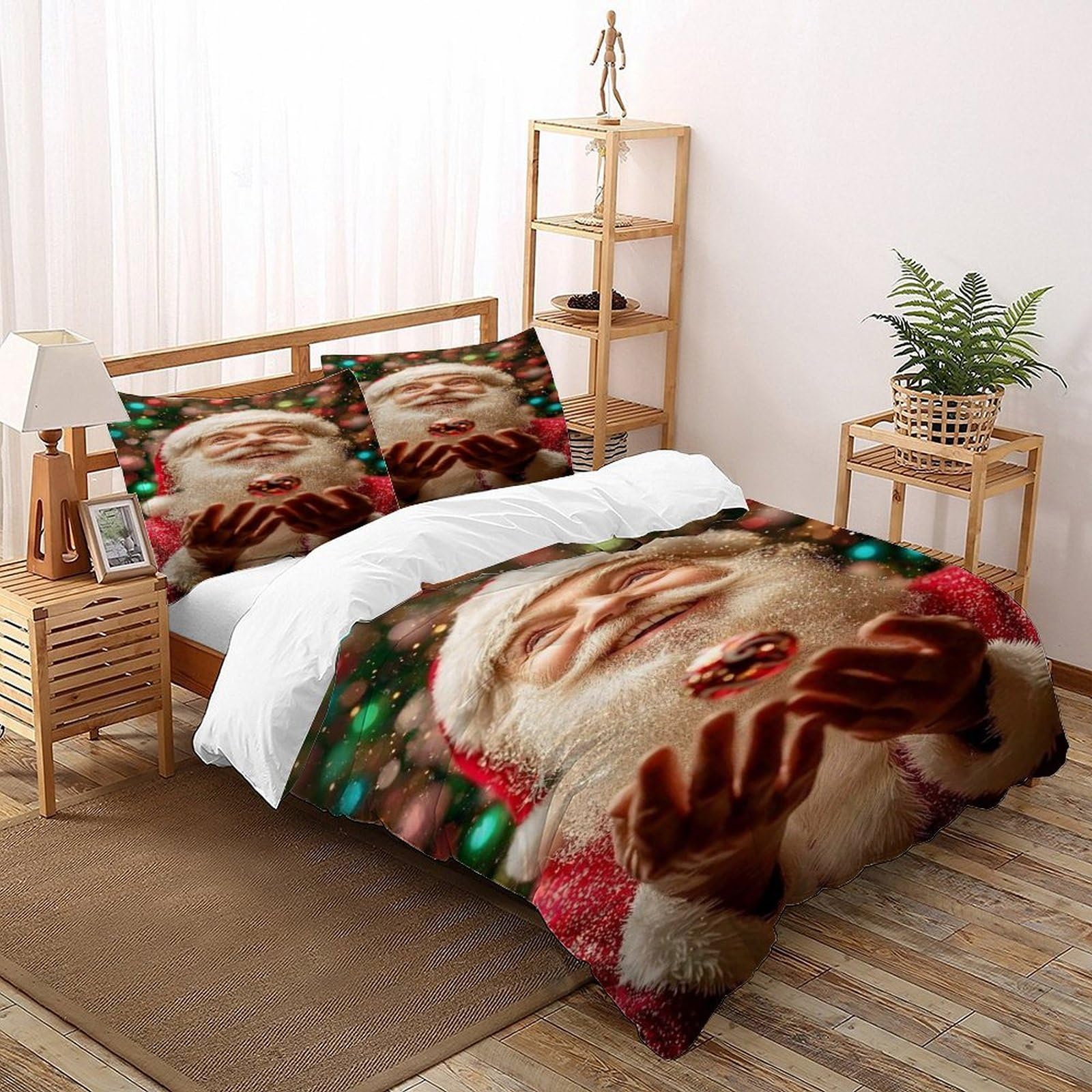 Housse de couette Noël 3 pièces couvre-lit imprimé lit adulte enfant