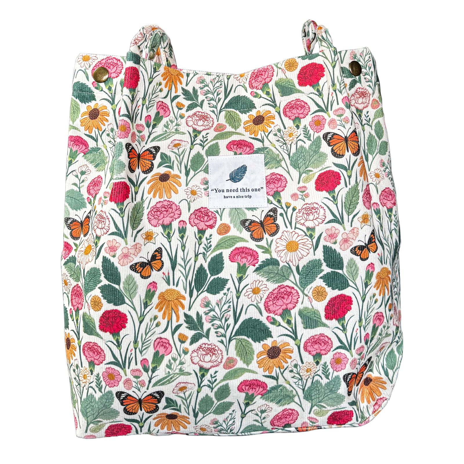 YanZhou Canvas Tote Bag for Women, Large Capacity Corduroy Quilted Tote Bag with Inner Pockets, Durable Stylish ，Reusablee