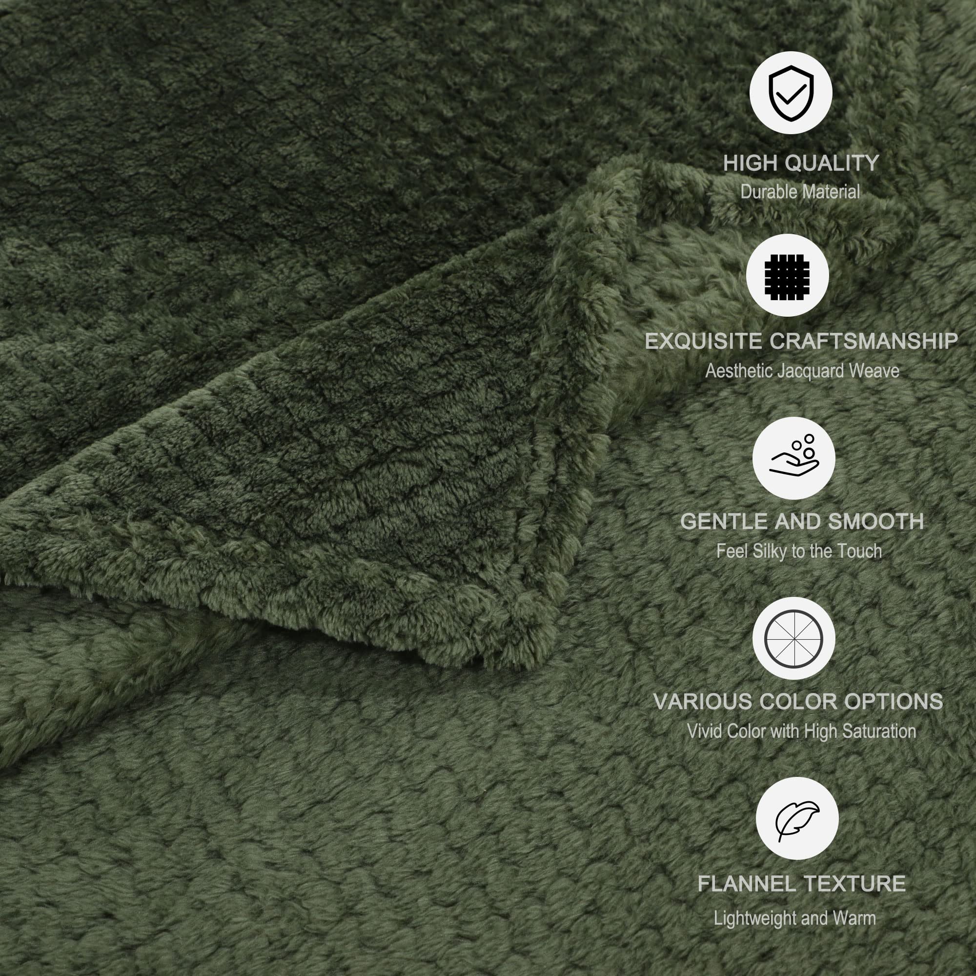 Sourcingmap Couverture polaire douce et chaude en flanelle pour lit double, queen et full size ou pour canapé - Idéal en toute saison - Légère et robuste , Polyester, vert militaire, Twin-59" x 78"
