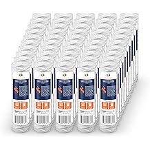 Aquaboon Whole House 5 Micron 10 x 2.5 String Wound Sediment Water Filter Cartridge Replacement Compatible with Well Water Filter WHKF-WHSW, 50-Pack