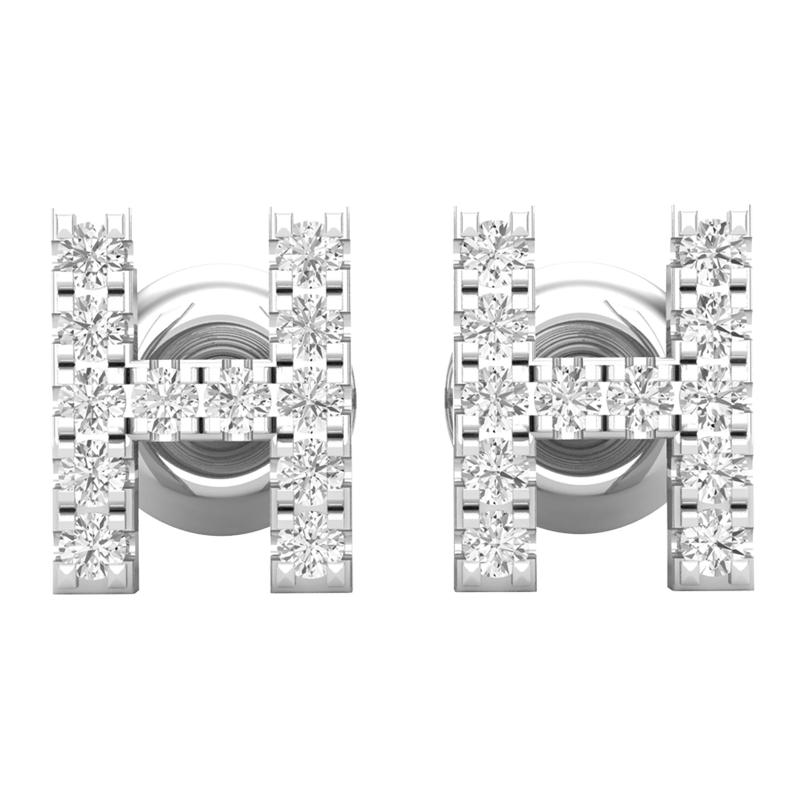 Dazzlingrock Collection - Pendientes de tuerca de 0,10 quilates (0,10 quilates (ctw), diseño de letra inicial de alfabeto blanco, 1/10 quilates, disponible en oro de 10 K/14 K/18 K y plata de ley 925