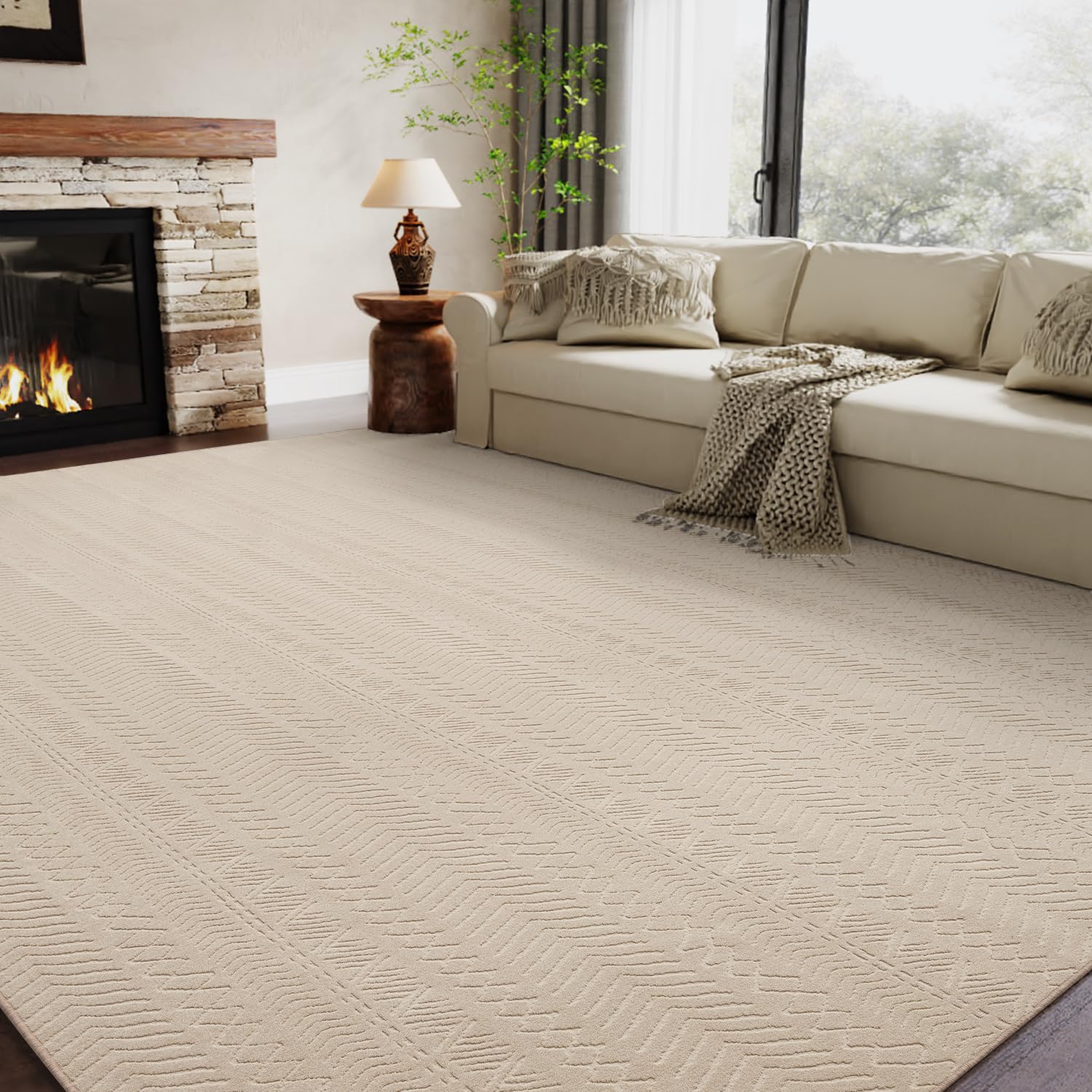 Montvoo 3D Boho Area Rug for Living Room Machine Washable Rug Non Slip Carpet Soft Living Room Rug Room Decor Rugs for Bedroom, Kids Playroom