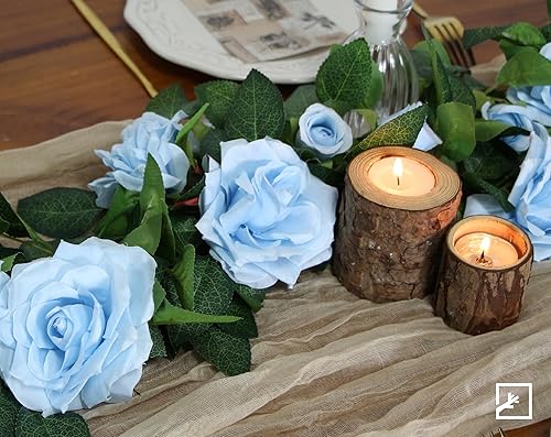 Miniatura 5 de ZIFTY 5 guirnaldas de flores azules de 32.5 pies, enredaderas de flores falsas, guirnalda floral artificial para colgar hiedra rosa para decoración