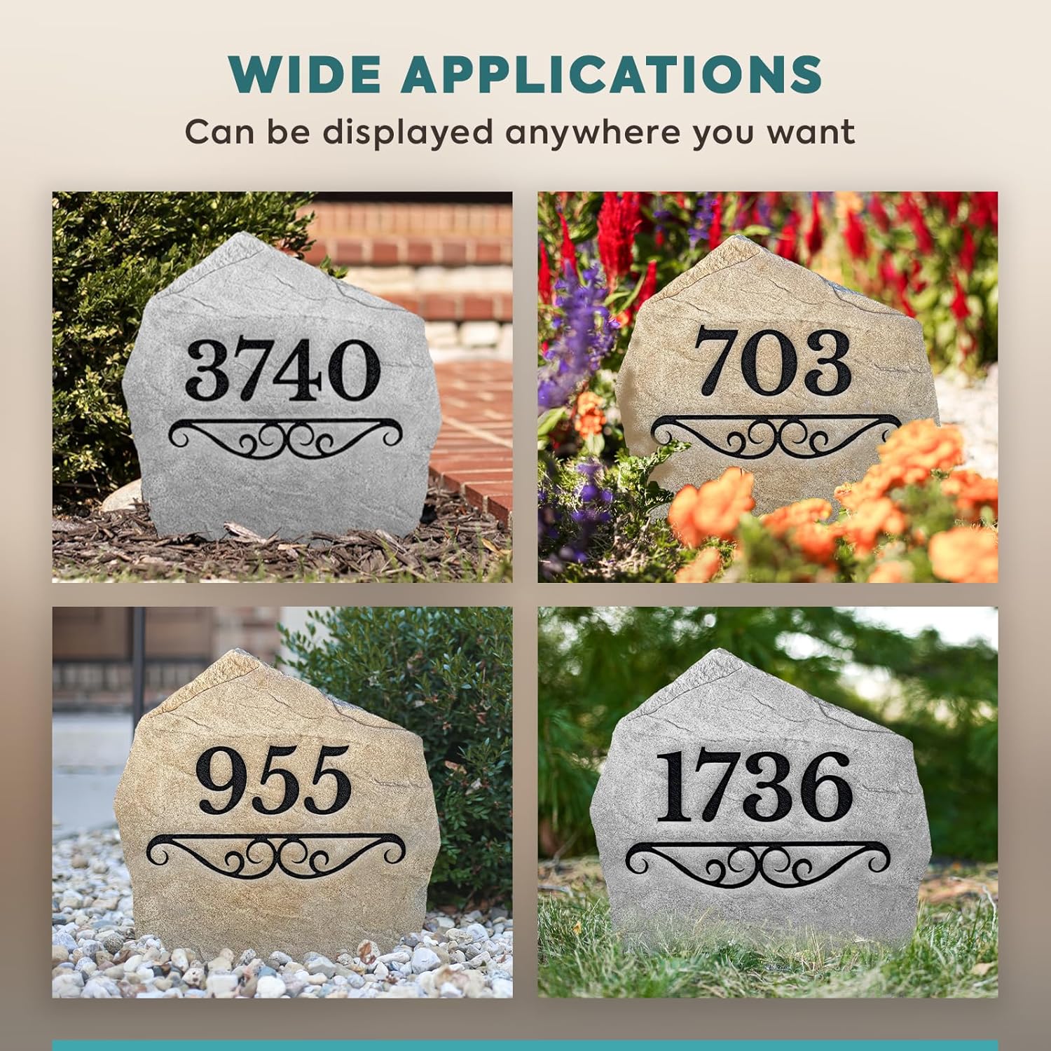 Personalized Address Landscape Stone - Garden Stone - Sandstone Color - 15" W x 15” H