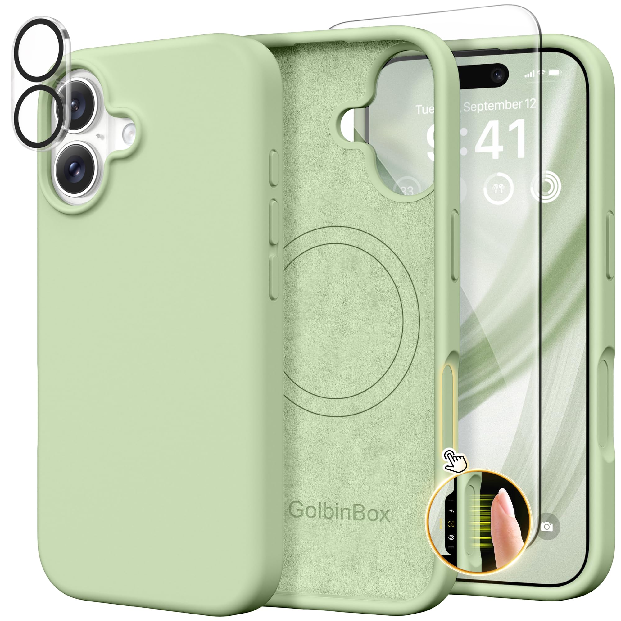 GolbinBox Magnetic for iPhone 17 Case, Silicone Cover, Matcha