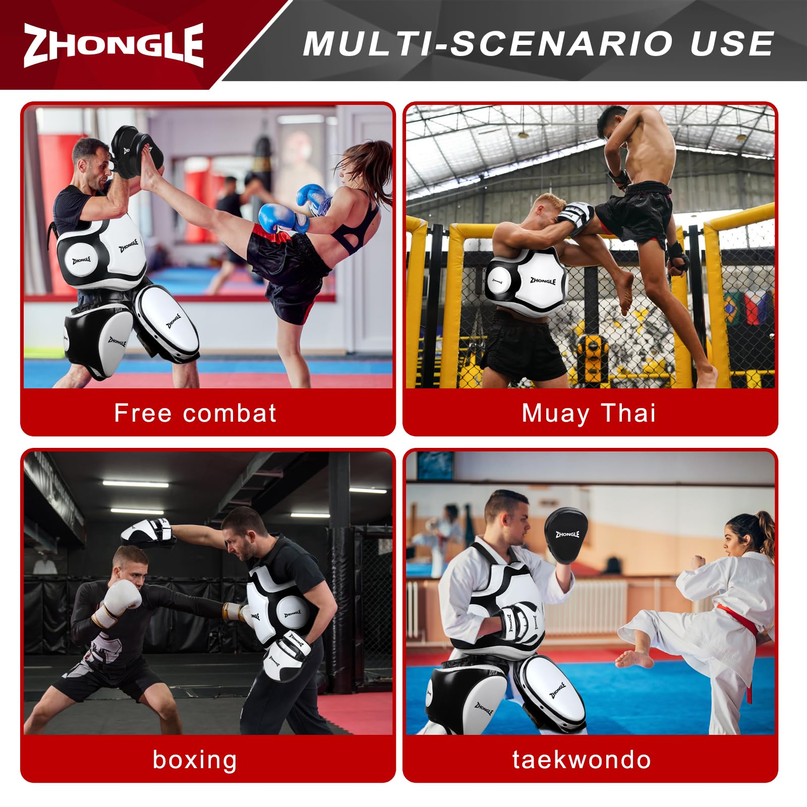 Protector de Cuerpo Profesional, Chaleco de Boxeo, Almohadilla de Bateador Pesado, Taekwondo, Protector de Cuero para Boxeo (White+)