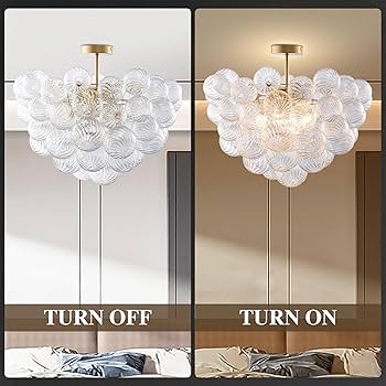 BeyPan Semi Flush Mount Ceiling Bubble Ball Chandelier