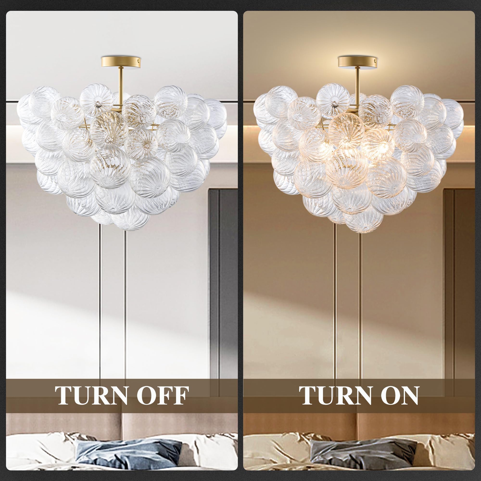 BeyPan Semi Flush Mount Ceiling Bubble Ball Chandelier