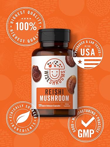 Miniatura 6 de Carlyle Wiseshrooms - Extracto de cápsulas de hongos Reishi | 5000 mg | 120 unidades | Suplemento sin OMG y sin gluten | por Wiseshrooms