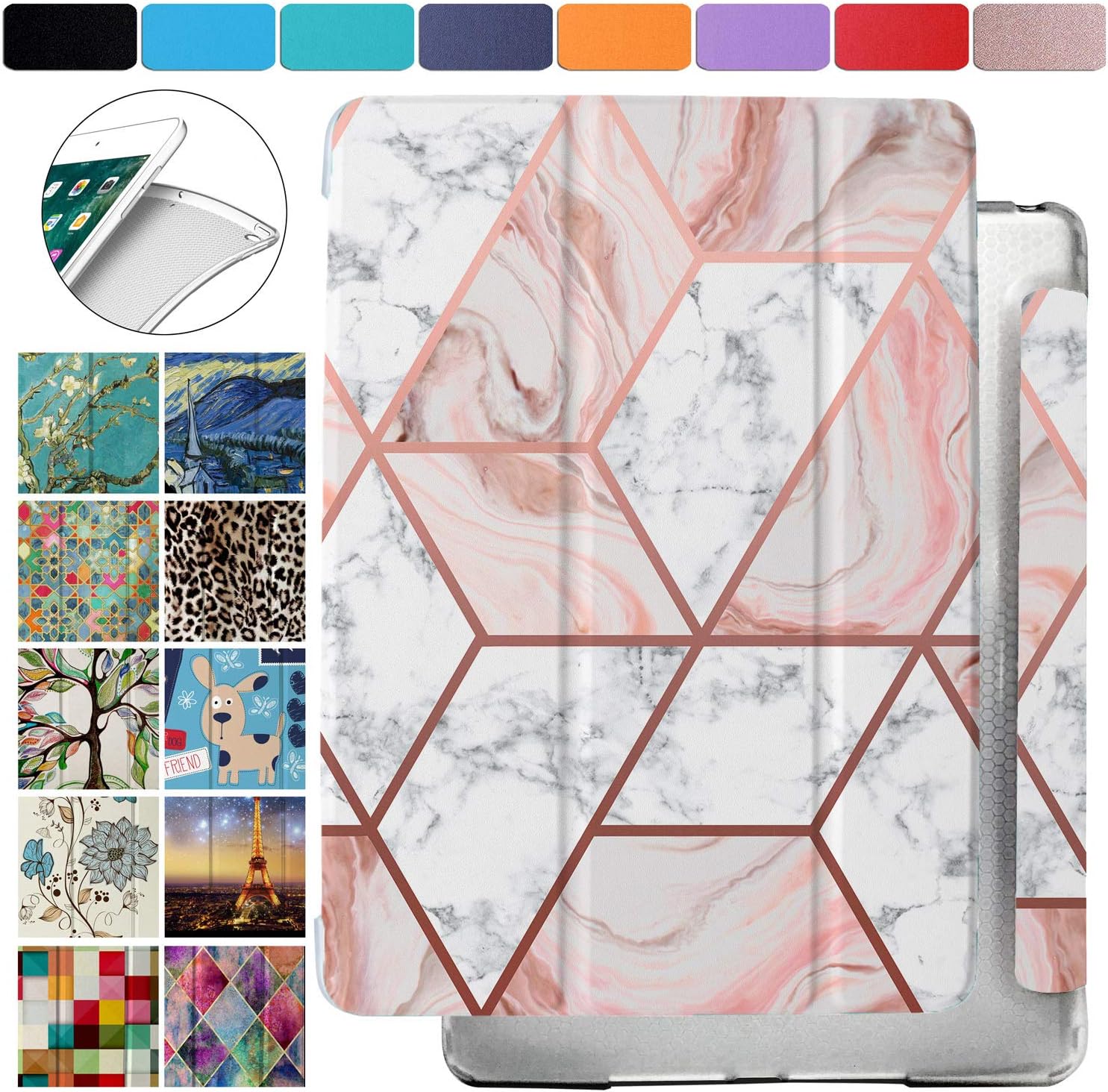 DuraSafe Cases iPad 10.5 Inch 2019 Air 3rd Gen [ Air 3 ] MV172LL/A MV162LL/A MV152LL/A MUUT2LL/A MUUR2LL/A MUUQ2LL/A Shock Proof Dual Angle Stand Honeycomb Pattern Printed Cover - Marble Pink