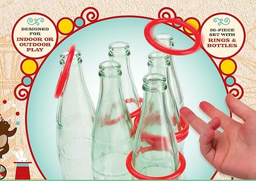 Miniatura 2 de Juego de lanzamiento de anillos para adultos, juego de carnaval de 30 piezas con 24 anillos de plástico y 6 botellas de vidrio
