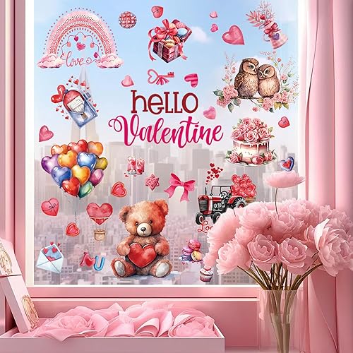 Miniatura 4 de 9 hojas de calcomanías para ventana del día de San Valentín, decoración de ventana de San Valentín, decoración de San Valentín, calcomanías de