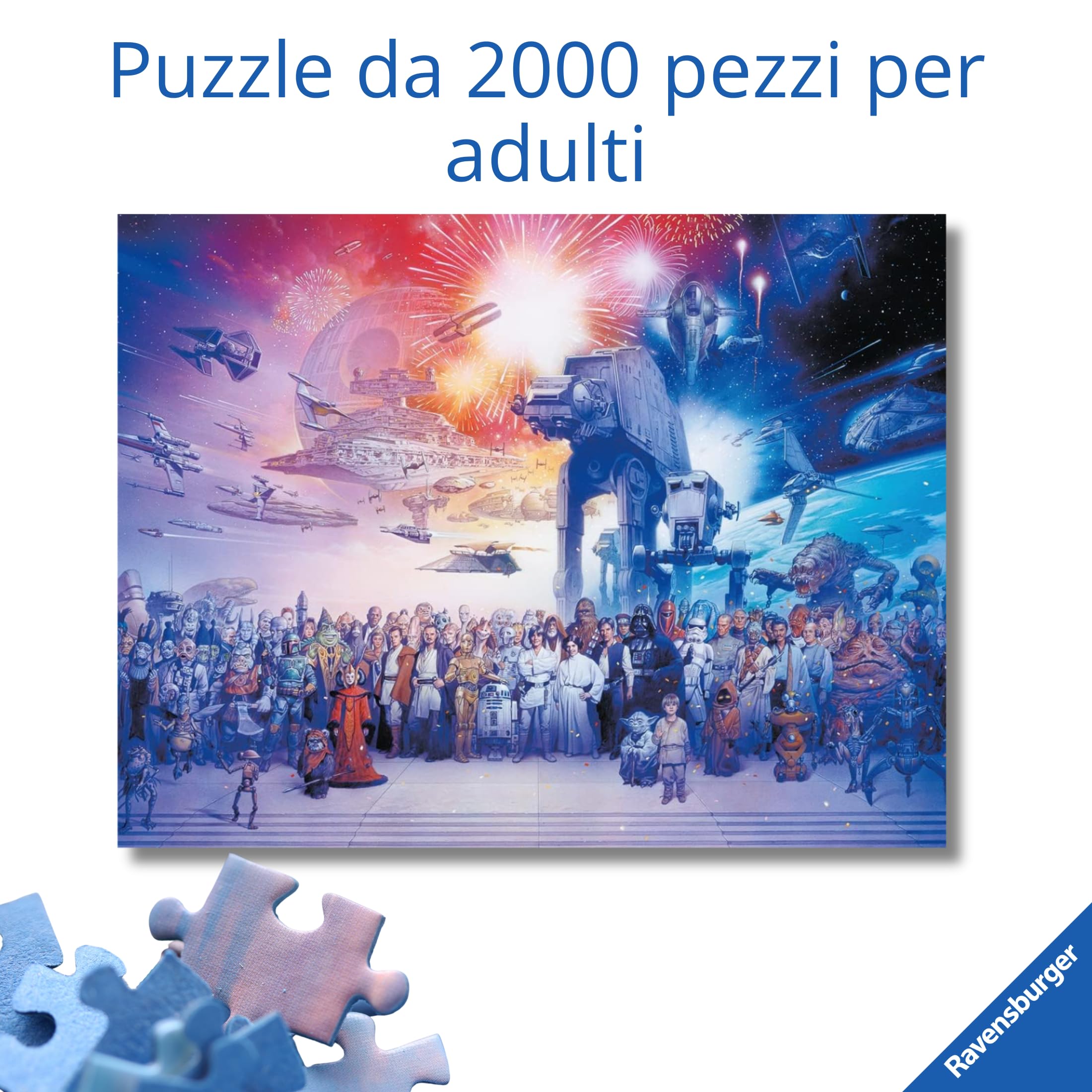 Ravensburger - Puzzle 2000 Pezzi Star Wars | Puzzle 2000 Pezzi | Rompicapo Adulti E Bambini Dai 14 Anni In Su | Regalo Per Bambini E Adulti | Misure 98x75cm | Tecnologia Soft-click