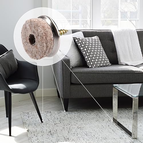 Miniatura 2 de Navaris - Almohadillas de fieltro para muebles (20 unidades, 1.0in, redondas, para patas y pies, para proteger suelos de madera dura)