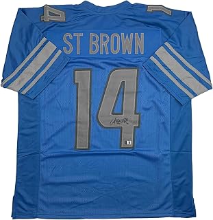 Autographed/Signed Amon-Ra St. Brown Detroit Blue Jersey