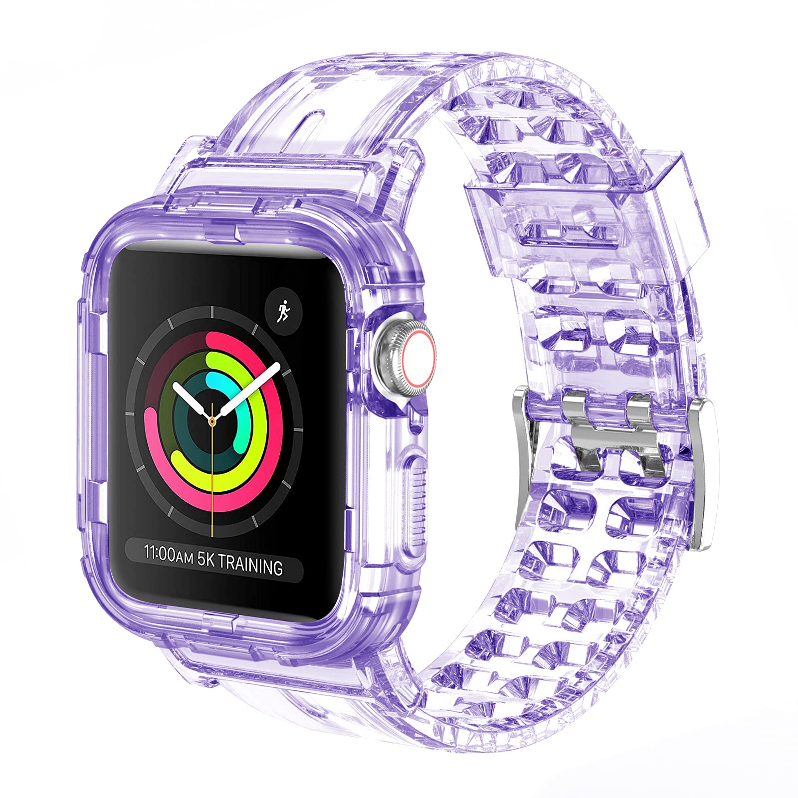 Compatible for Apple Watch Band 45mm 44mm 42mm with Bumper Case - Sports Men Women Bands for iWatch Series 6 5 4 3 2 1 SE, TPU Rugged Sports Band with Full Protection Case for Girl/Women…