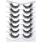 Pooplunch False Eyelashes Cat Eye Look Wispy Lashes Short Natural 8D Extension Volume Soft Faux Mink Lashes Fake Eyelash Strips 7 Pairs Pack
