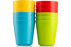 Kids Sippy Cups - Set of 12 - 8 oz - Plastic Drinking Cups
