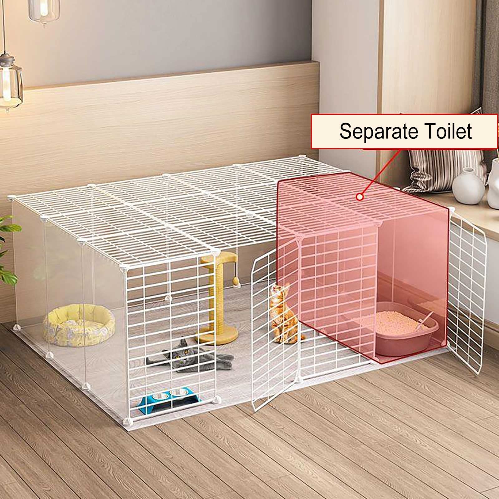 Katzenkäfig - Katzengehege, Katzenauslauf, Frettchenkäfig für drinnen, Hundekäfige für kleine Hunde, Katzenzwinger für drinnen, abnehmbare Metall-Katzenkäfige, leicht zu reinigen - großer Au