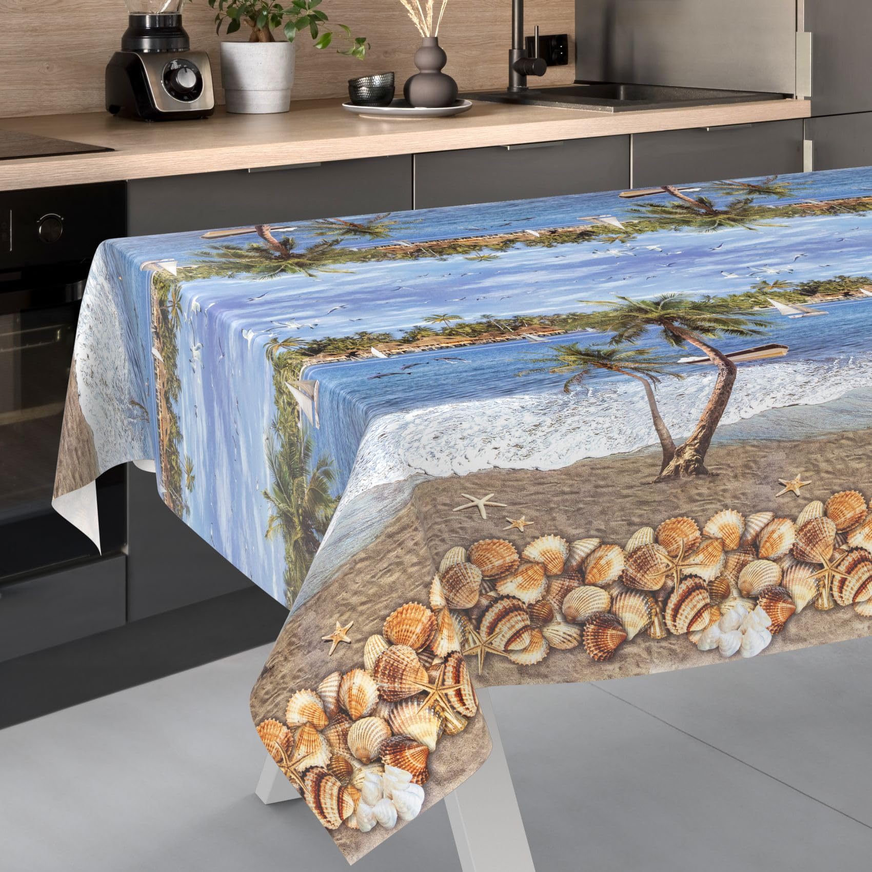 ANRO Oilcloth Tablecloth, Washable, Oilcloth, Garden Tablecloth, Outdoor, Indoor, 100 x 140 cm, Cut Edge, Holiday