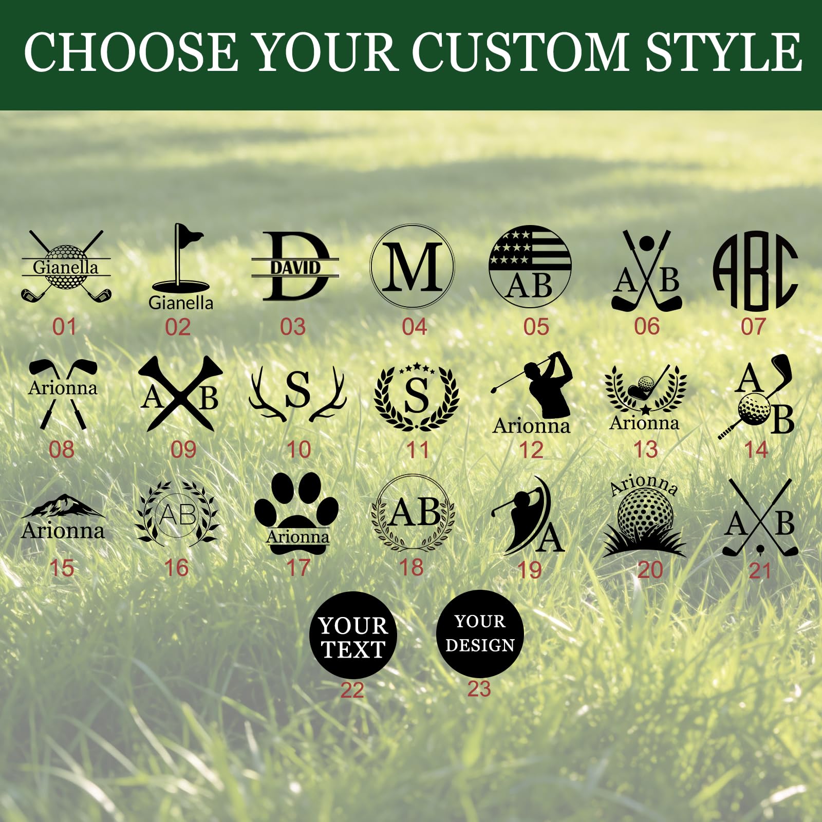 Amlion Timbro personalizzato per pallina da golf, autoinchiostrante, monogramma, nome, logo, accessori regalo