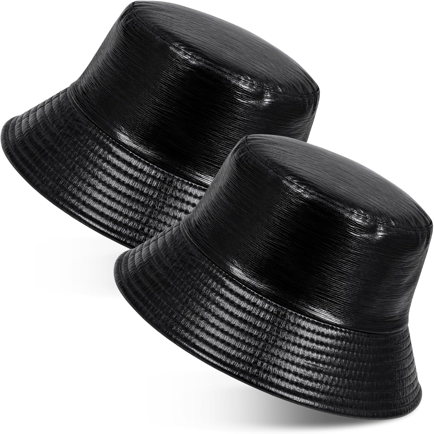 SATINIOR 2 Pcs Metallic Bucket Hat Unisex Trendy Fisherman Hat Reversible Foldable Packable Cap Double Side Hat Hip Hop
