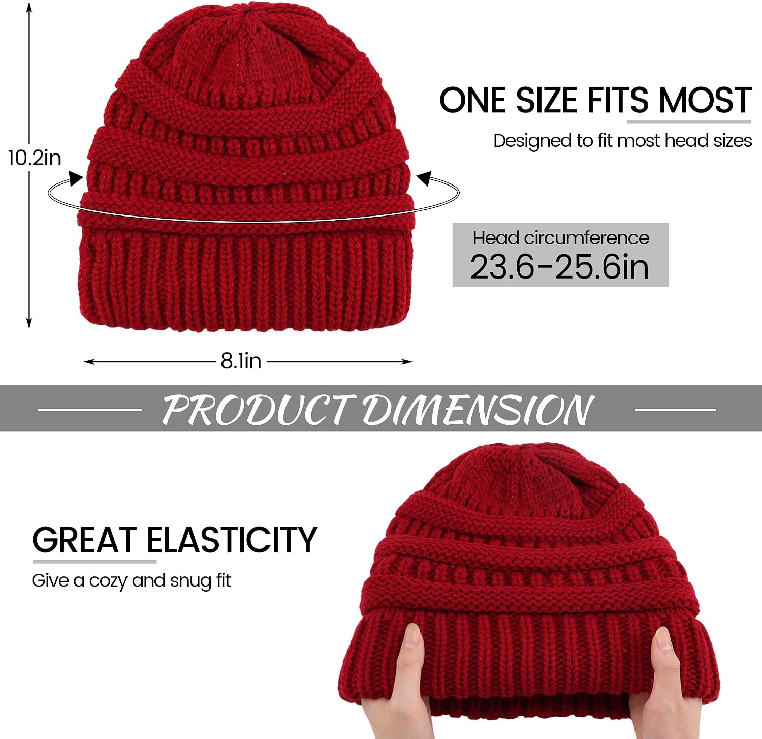 Ultrafun 3 Pack Satin Lined Beanie for Women, Slouchy Winter Hats with Silk Lined, Oversized Knit Warm Hat Skull Cap